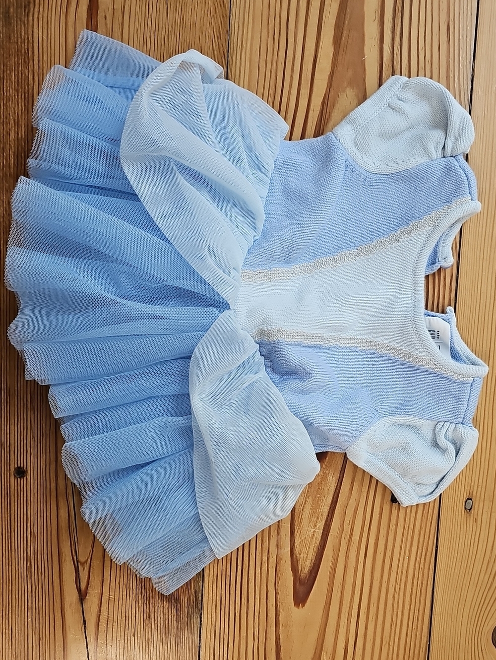 GAP Baby Pale Blue Cinderella Knit Dress With Tulle Skirt